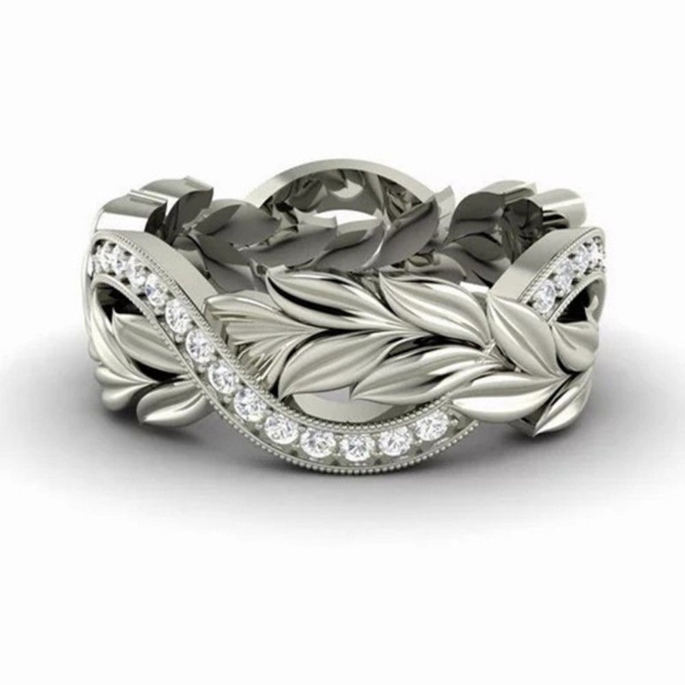 925 Silver Infinity Leaf CZ Cubic Zircon Band Ring